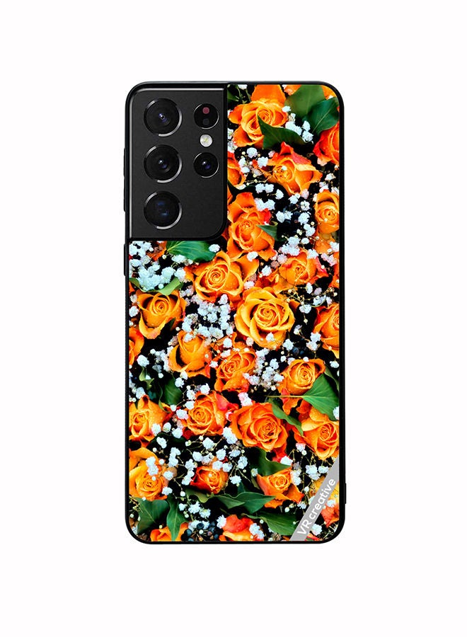 VR CREATIVE Protective Case Cover For Samsung Galaxy S21 Ultra 5G Real Flower Design Multicolour - Image 1
