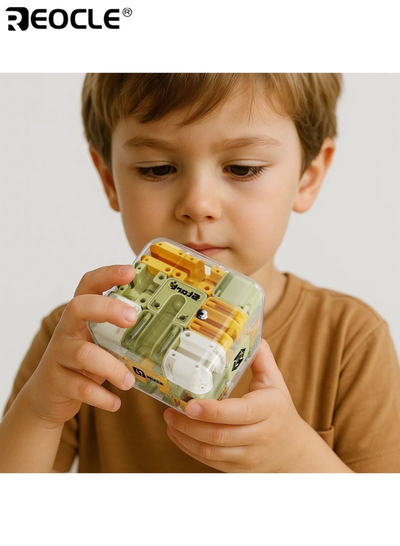 ريوكل مكعب متاهة ثلاثي الأبعاد للأطفال بتصميم ألغاز وتحدي تعليمي، لعبة ألغاز للأطفال مع تدريب على المهارات الحركية الدقيقة للأعمار من 3 سنوات فما فوق. - Image 1