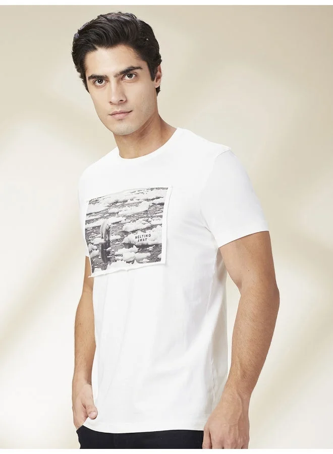 بيينغ هيومان Mens Chalk Round Neck Short Sleeve T-Shirt