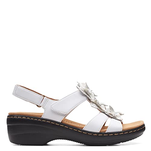 Clarks Women's Merliah Sheryl Heeled Sandal, White Synthetic/Leather Combi, 9 Wide - Image 3
