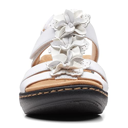 Clarks Women's Merliah Sheryl Heeled Sandal, White Synthetic/Leather Combi, 9 Wide - Image 4