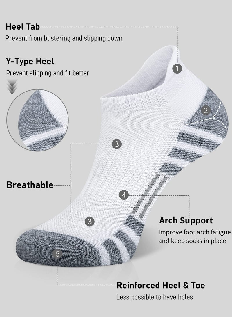 Ankle Athletic Running Socks Cushioned Breathable Low Cut Sports Tab Socks for Men and Women (6 Pairs) - Image 3