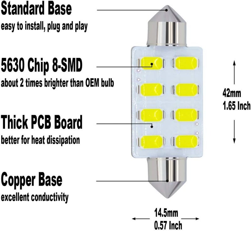 Yoper White Interior LED Light Package Kit Compatible with Ford F-150 1997-2014 F-250 F-350 F-450 F-55 2000-2014 Replacement Bulbs 12pcs - Image 4
