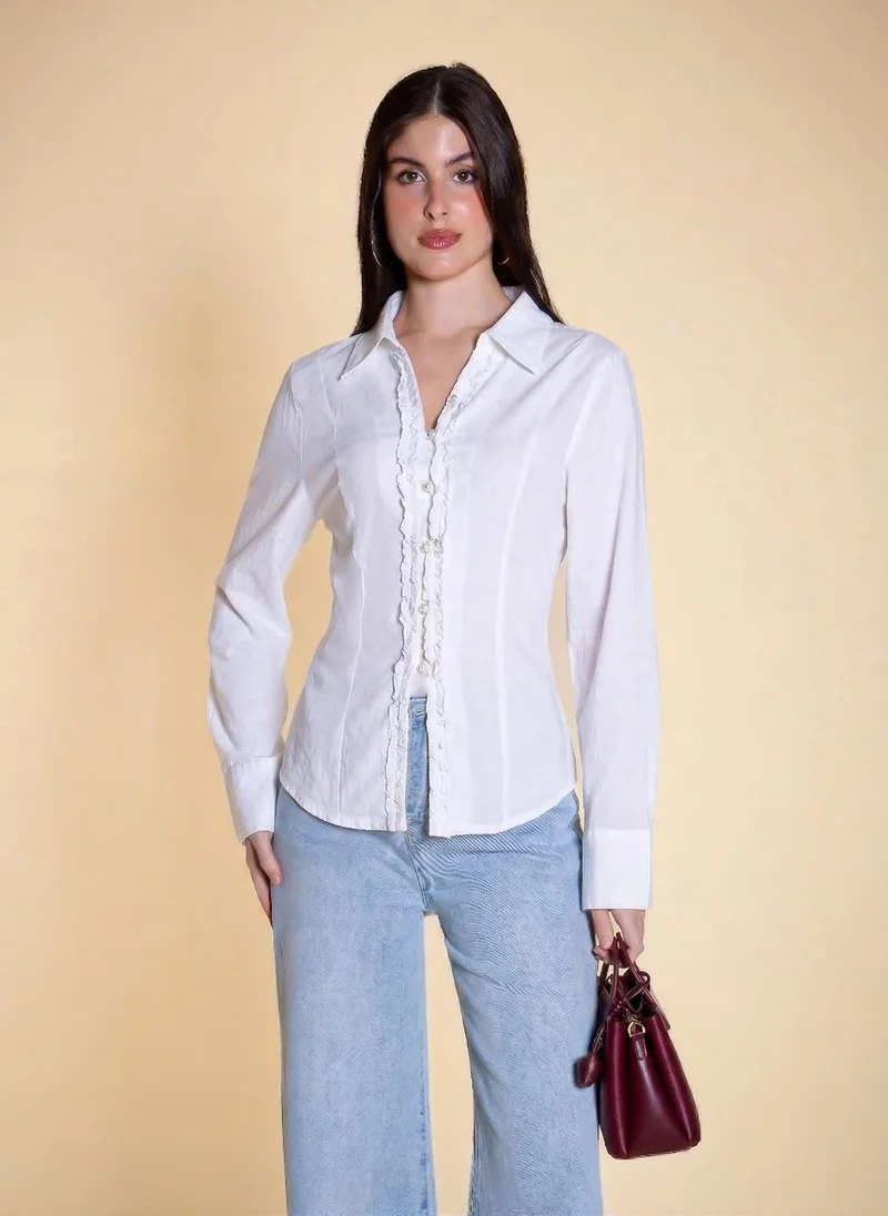 شايبس RUFFLED LINEN BLOUSE