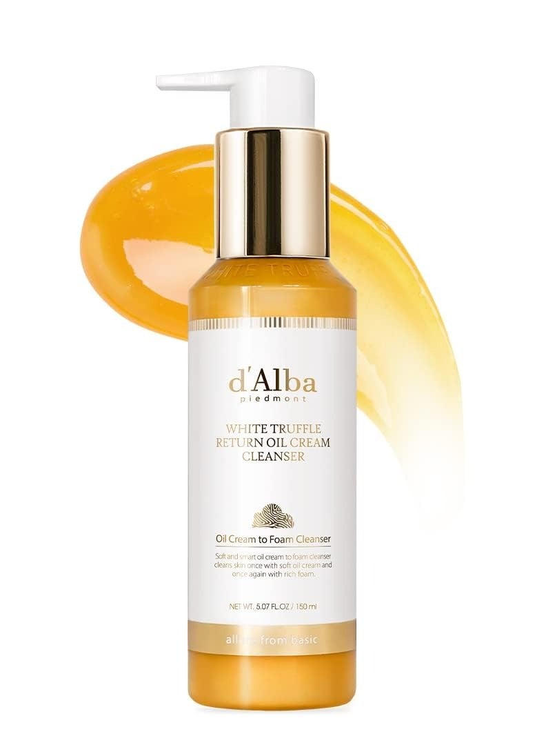 d'Alba d'alba Piedmont Italian White Truffle Return Oil Cream Cleanser, Vegan Skincare, Easy One Step Cleanser for Sebum & Makeup Removal, Hydrating Cleanser, for Sensitive Skin, Korean Skin Care - Image 1
