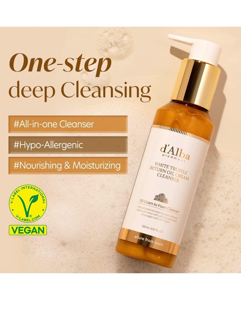 d'Alba d'alba Piedmont Italian White Truffle Return Oil Cream Cleanser, Vegan Skincare, Easy One Step Cleanser for Sebum & Makeup Removal, Hydrating Cleanser, for Sensitive Skin, Korean Skin Care - Image 2