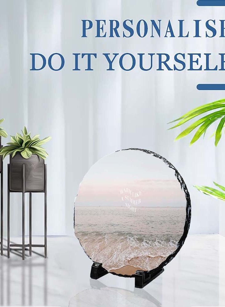 Service Zone Protective Printed White Round Shape Marble Photo Frame for Table Top Warm Like A Summer Night 
