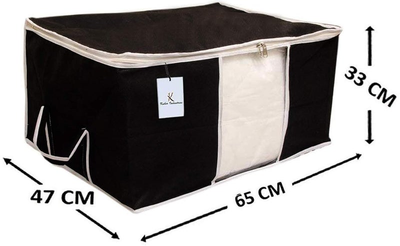 Kuber Industries Kuber Industries 12 Piece Non Woven Underbed Storage Bag Storage Organiser Blanket Cover with Transparent Window Extra Large Maroon Black CTKTC134531  - Image 4