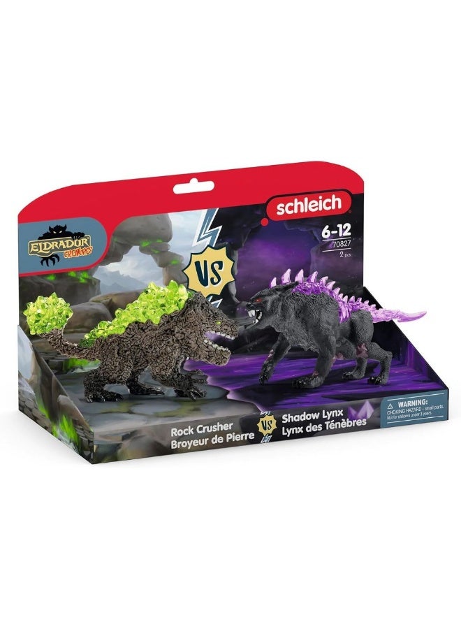 Schleich Eldrador Creatures Shadow Lynx Vs Rock Crusher Figure Set (30.48 X 16 X 18.03 Cm, Pack Of 2) - Image 1