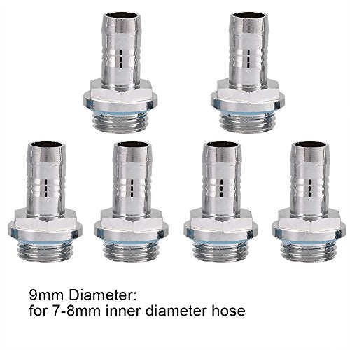 Zopsc 6 PCS G1/4 Thread PC Water Cooling Barb Fitting Connector, Two-Touch Fitting Tube for Computer Water Cooling System(9mm) - Image 4