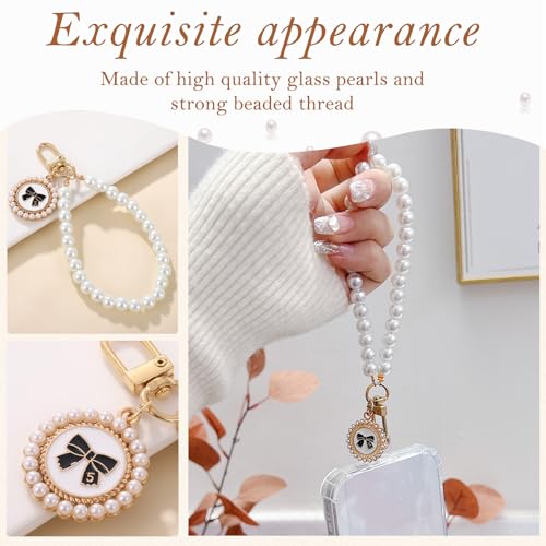 BendJoy® Universal Pearl Lanyard Keychain Phone Charm, Aesthetic Beads Pendant Wrist Strap Compatible With Most Cell Phones, Mobile Cases, Purses and Keys - Image 3