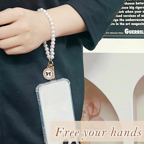 BendJoy® Universal Pearl Lanyard Keychain Phone Charm, Aesthetic Beads Pendant Wrist Strap Compatible With Most Cell Phones, Mobile Cases, Purses and Keys - Image 2