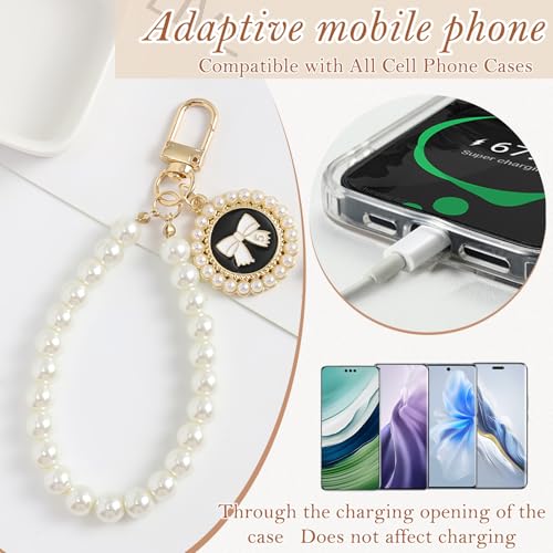 BendJoy® Universal Pearl Lanyard Keychain Phone Charm, Aesthetic Beads Pendant Wrist Strap Compatible With Most Cell Phones, Mobile Cases, Purses and Keys - Image 5