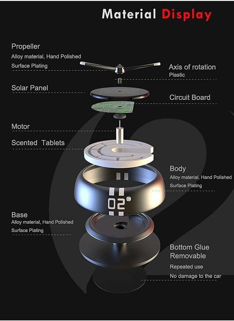 Excefore - Car Air Freshener, Solar Powered Car Perfume, Rotating Cologne Car Aromatherapy Diffuser Interior Decoration Accessories Diffuser - Image 1