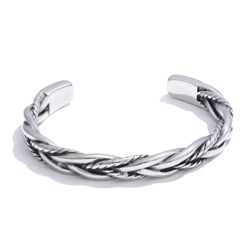 Silver Stainless Steel Free Size Bangale Bracelet - Image 1