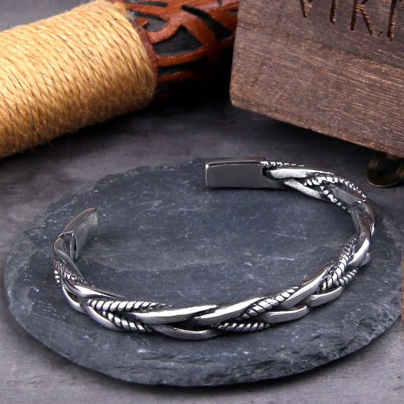 Silver Stainless Steel Free Size Bangale Bracelet - Image 2
