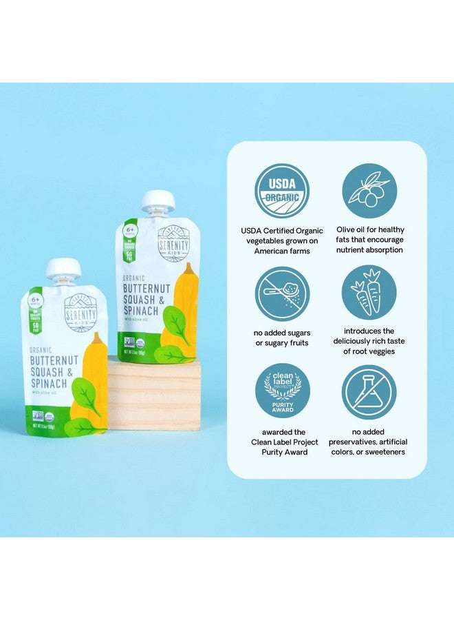 Serenity Kids 6+ Months USDA Organic Veggie Puree Baby Food Pouches | No Sugary Fruits or Added Sugar | Allergen Free | 3.5 Ounce BPA-Free Pouch | Butternut Squash & Spinach | 1 Count - Image 4