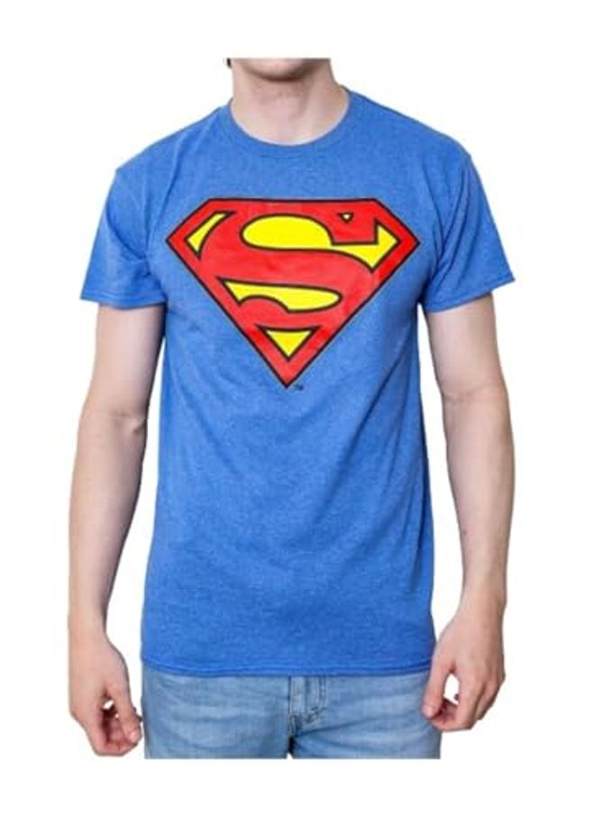 SUPERMAN Logo Symbol Justice League DC Costume Adult T-Shirt(XL, Royal Heather) - Image 4