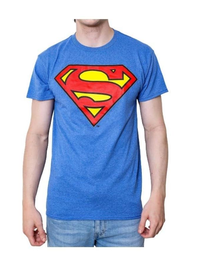 SUPERMAN Logo Symbol Justice League DC Costume Adult T-Shirt(XL, Royal Heather) - Image 5