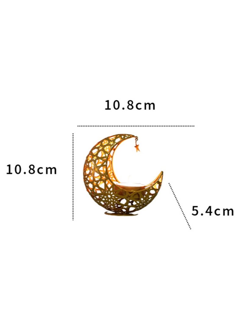 Golden Crescent - shaped Candle Holder, Exquisite Islamic - inspired Decor - Image 2