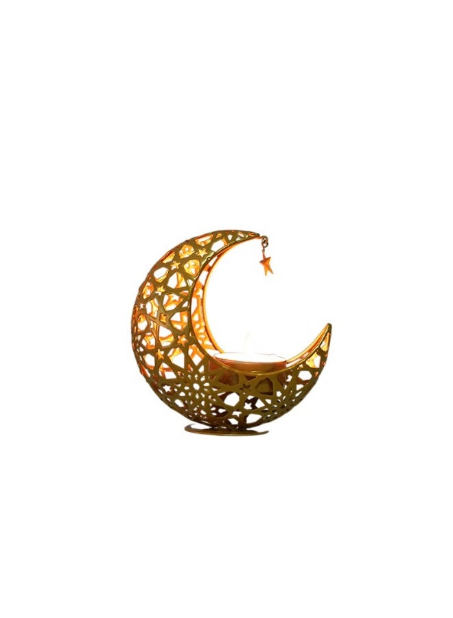 Golden Crescent - shaped Candle Holder, Exquisite Islamic - inspired Decor - Image 3