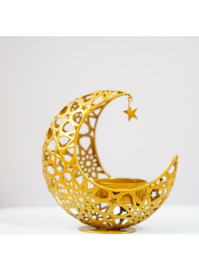 Golden Crescent - shaped Candle Holder, Exquisite Islamic - inspired Decor - Image 4
