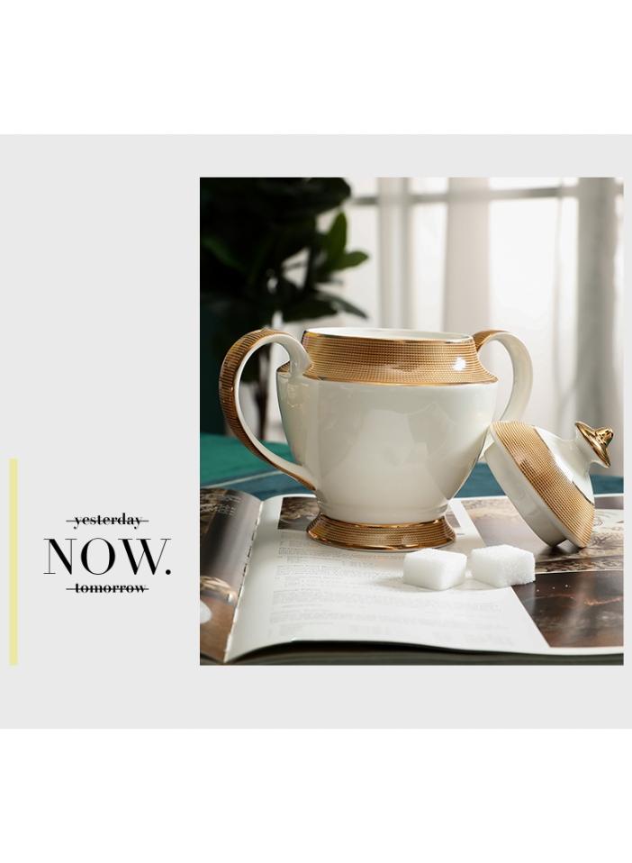 Y&D Bone China Golden stripe Tea Cup with Saucer Spoon 15 Piece Set（7oz）Cappuccino Cups, Coffee Cups, Tea Cup Set, British Coffee Cups, Porcelain Tea Set, Latte Cups, Mother's Day Gift  - Image 5