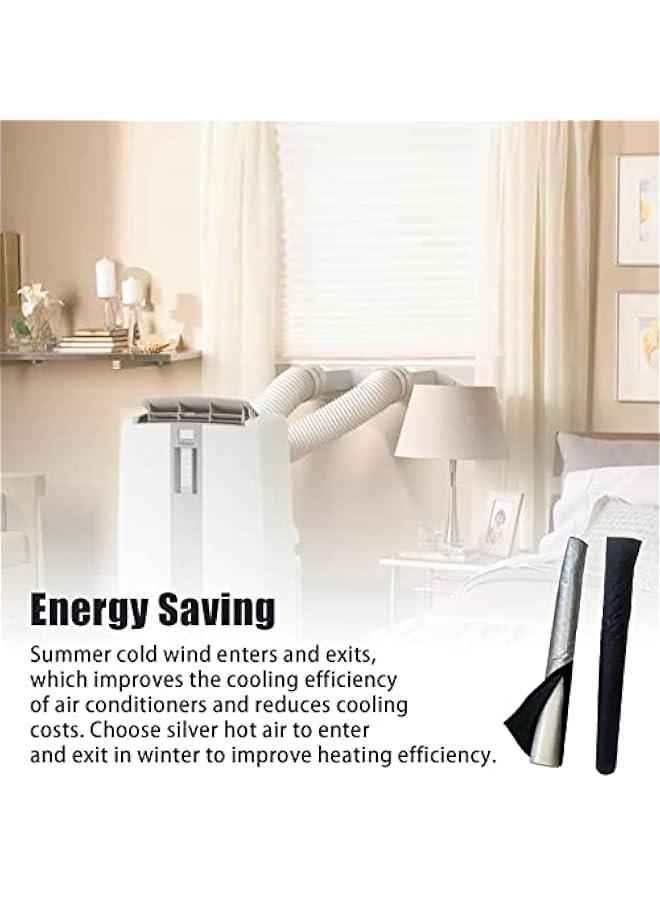 2 غلاف خرطوم مكيف الهواء المحمول، أنبوب العادم موفر للطاقة معزول، غلاف خرطوم مكيف الهواء ناعم يناسب خرطوم العادم بقطر 5 و 6، تركيب سهل - Image 2