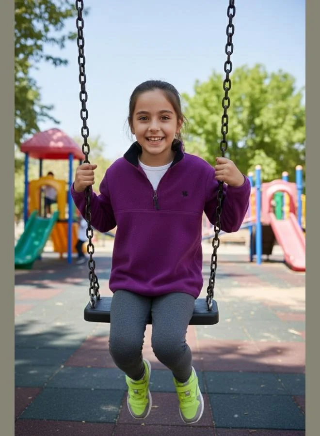 ليلا ليلا سويت شيرت شتوي قطيفة ناعم بياقة واقف وسحاب للجنسين للأطفال