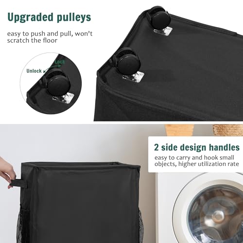 wymulot Yoga Mat Storage Racks, Home Gym Storage Rack with Wheels, Yoga Mat Holder Side 2 Mesh Pockets, Yoga Storage Basket Holds 4 Yoga Mats, 2 Foam Rollers, 6 Resistance Bands (Black) - Image 4
