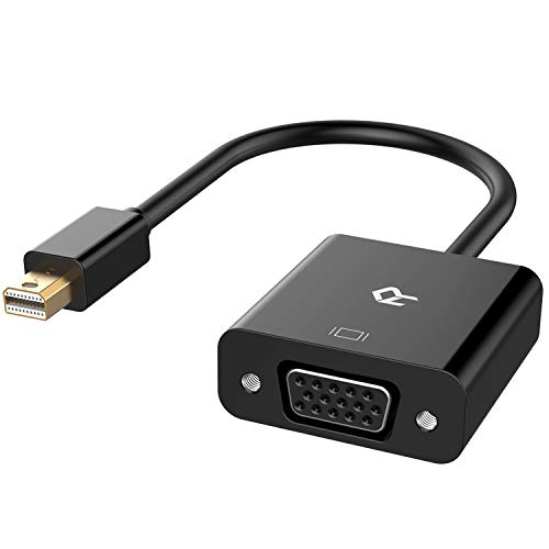 Rankie Mini DisplayPort (Mini DP) to VGA Adapter, Gold Plated 1080P Thunderbolt Port Compatible Converter, Black - Image 1