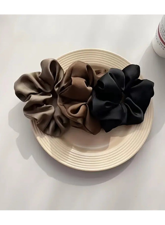 Ucanbe 3pcs Elegant Minimalist Satin Hair Ring, Solid Color Fabric Headwear for Women, Gift for Holiday Daily Use - Image 2