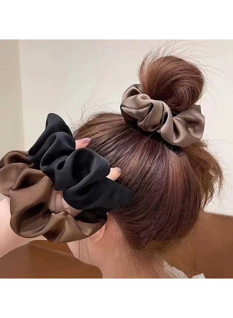 Ucanbe 3pcs Elegant Minimalist Satin Hair Ring, Solid Color Fabric Headwear for Women, Gift for Holiday Daily Use - Image 3