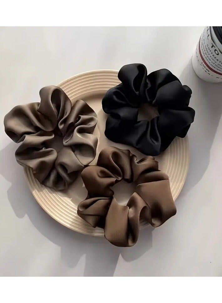 Ucanbe 3pcs Elegant Minimalist Satin Hair Ring, Solid Color Fabric Headwear for Women, Gift for Holiday Daily Use - Image 4