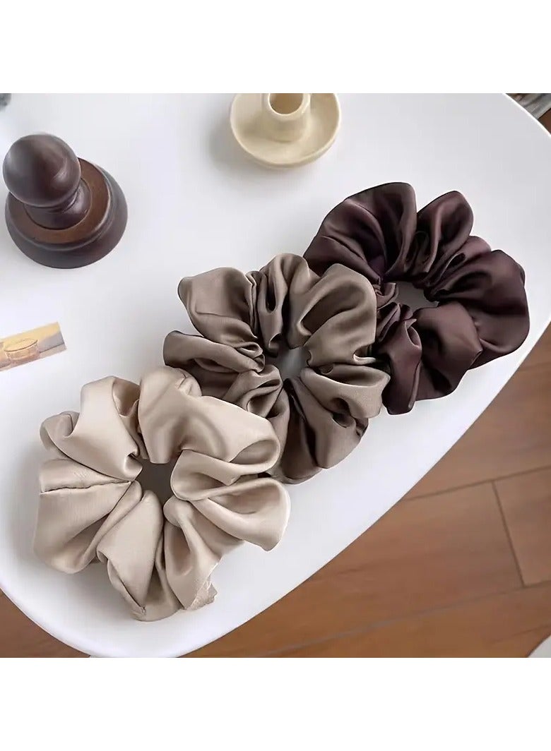 Ucanbe 3pcs Elegant Minimalist Satin Hair Ring, Solid Color Fabric Headwear for Women, Gift for Holiday Daily Use - Image 5