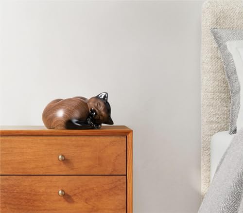 Kriss Art Pet Urns,Sleeping Resin Cremation Cat Urn, Cat Urns for Ashes, Small Animal Urn （Black Walnut） - Image 2