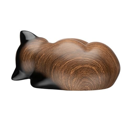 Kriss Art Pet Urns,Sleeping Resin Cremation Cat Urn, Cat Urns for Ashes, Small Animal Urn （Black Walnut） - Image 5
