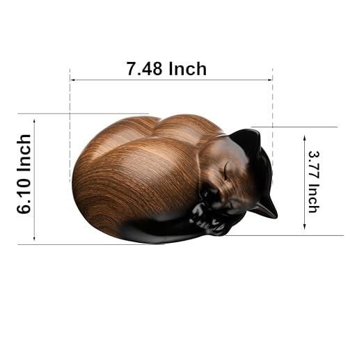 Kriss Art Pet Urns,Sleeping Resin Cremation Cat Urn, Cat Urns for Ashes, Small Animal Urn （Black Walnut） - Image 4