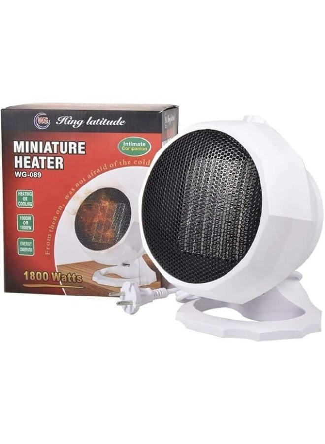 King Latitude WG-089 Mini PTC Electric Heater with 3 Modes, 1800W, White - Image 1