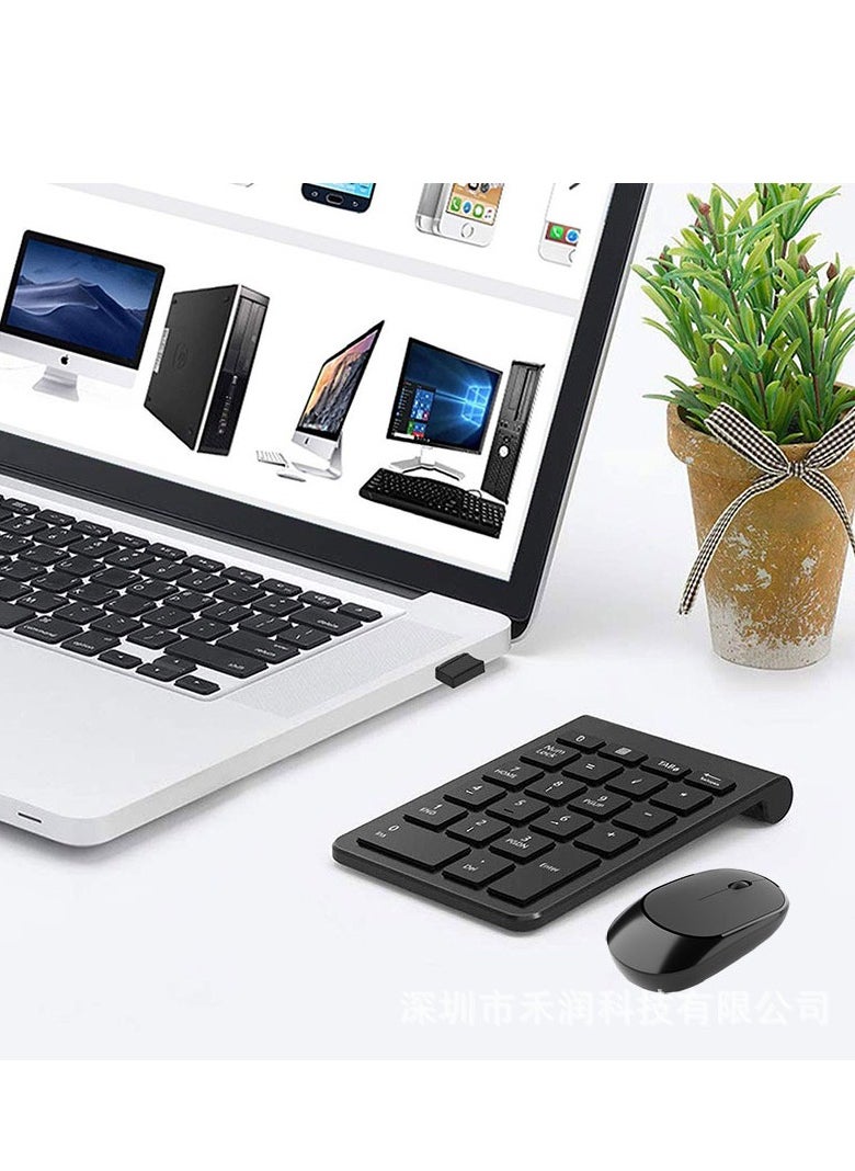 Wireless Numeric Keypad and Mouse Combo, with 2.4GHz USB Receiver,Black