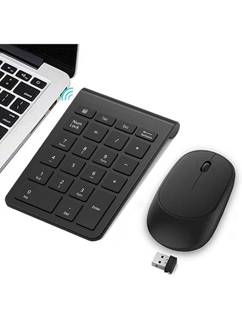 Wireless Numeric Keypad and Mouse Combo, with 2.4GHz USB Receiver,Black