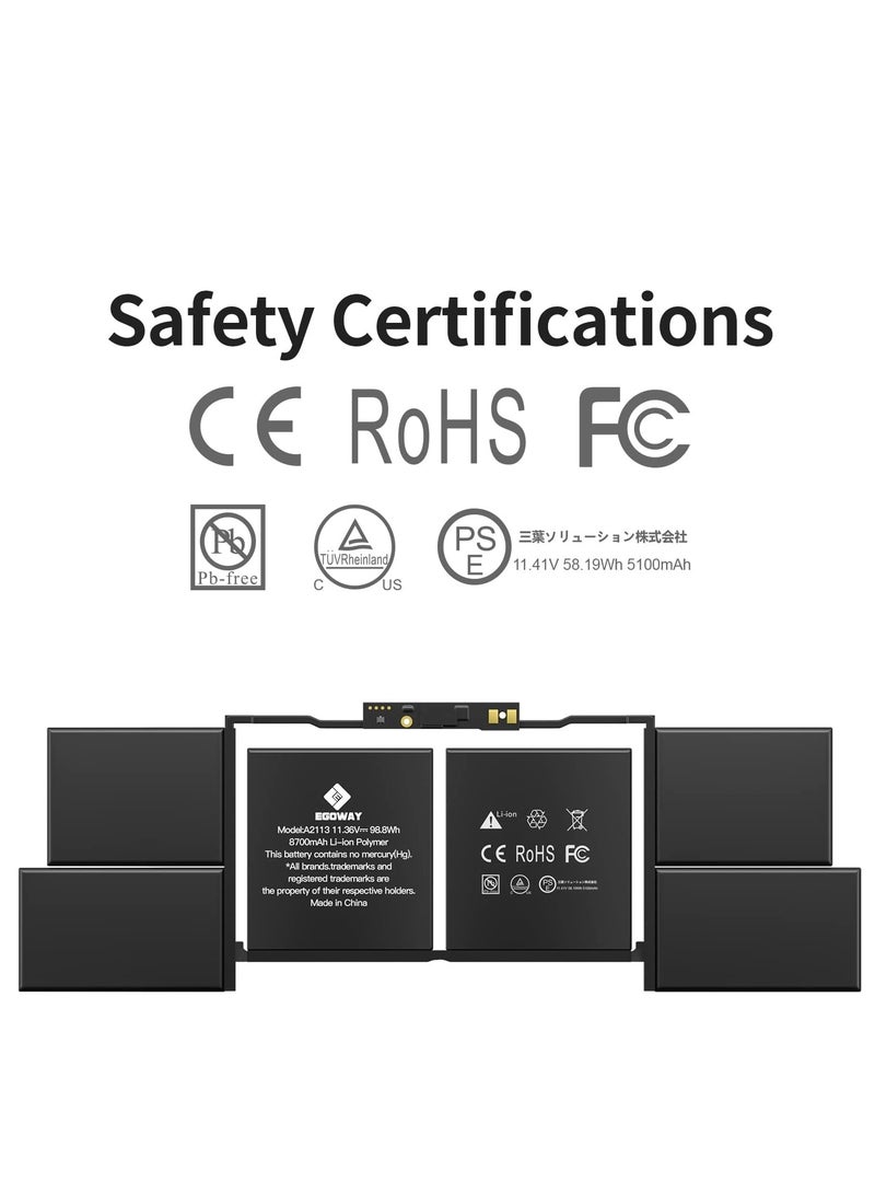 A2141 Laptop Battery, Replacement Battery for MacBook Pro A2141 16-inch (2019), EMC 3347, Model A2113 - Image 3