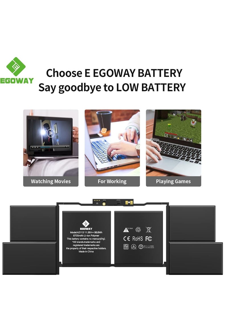 A2141 Laptop Battery, Replacement Battery for MacBook Pro A2141 16-inch (2019), EMC 3347, Model A2113 - Image 5