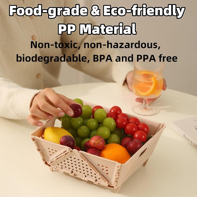 RIVOM Foldable MultiFunctional Creative Fruit Basket Collapsible Strainers and Colanders SpaceSaving BPAFree Dishwasher Safe Sink Drainage Basket for Kitchen Fruits Vegetables 1 - Image 3