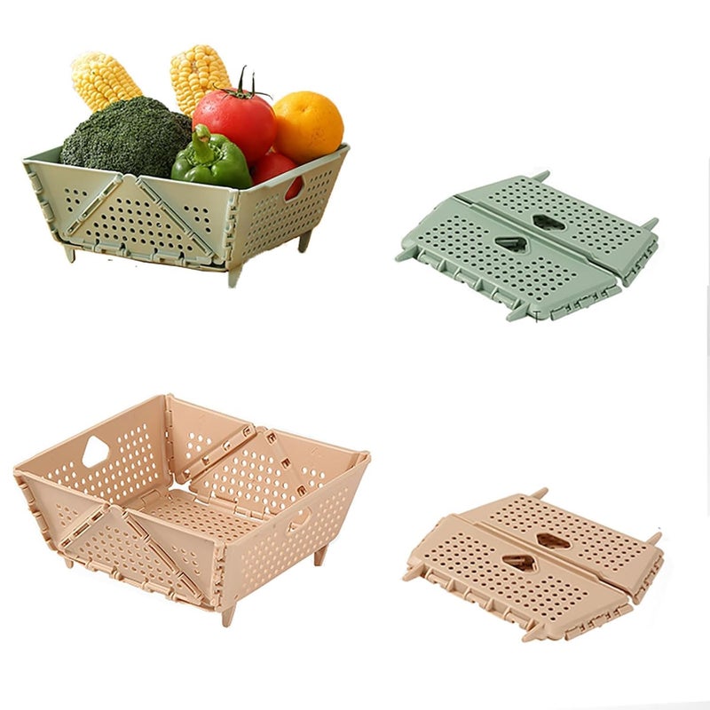 RIVOM Foldable MultiFunctional Creative Fruit Basket Collapsible Strainers and Colanders SpaceSaving BPAFree Dishwasher Safe Sink Drainage Basket for Kitchen Fruits Vegetables 1 - Image 1