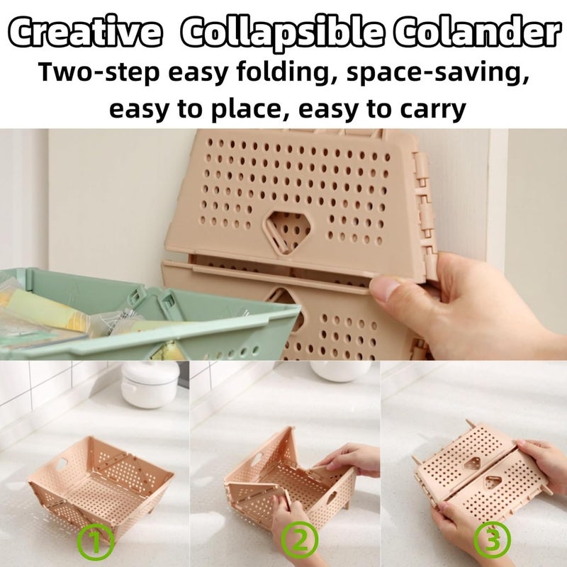 RIVOM Foldable MultiFunctional Creative Fruit Basket Collapsible Strainers and Colanders SpaceSaving BPAFree Dishwasher Safe Sink Drainage Basket for Kitchen Fruits Vegetables 1 - Image 5