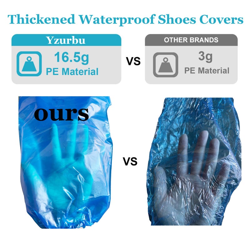 Yzurbu Yuzrbu 50 Pcs (25 Pairs) Disposable Thicken Boot and Shoe Covers 19 inch Tall Extra Large Waterproof Anti-Slip Overshoe - Image 2