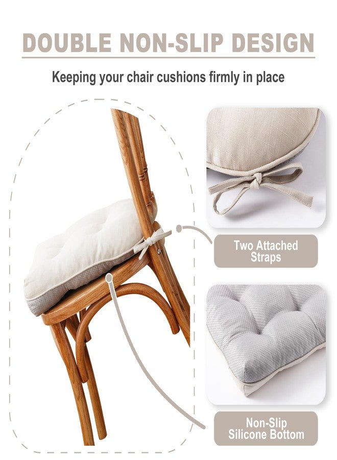 Battilo Chair Cushions Set of 2 for Dining Chairs, Seat Cushions for Kitchen Chairs with Non-Slip Backing, Indoor/Outdoor Waterproof Chair Seat Pads with Ties, 15.5"x15.5"x4", Beige - Image 5