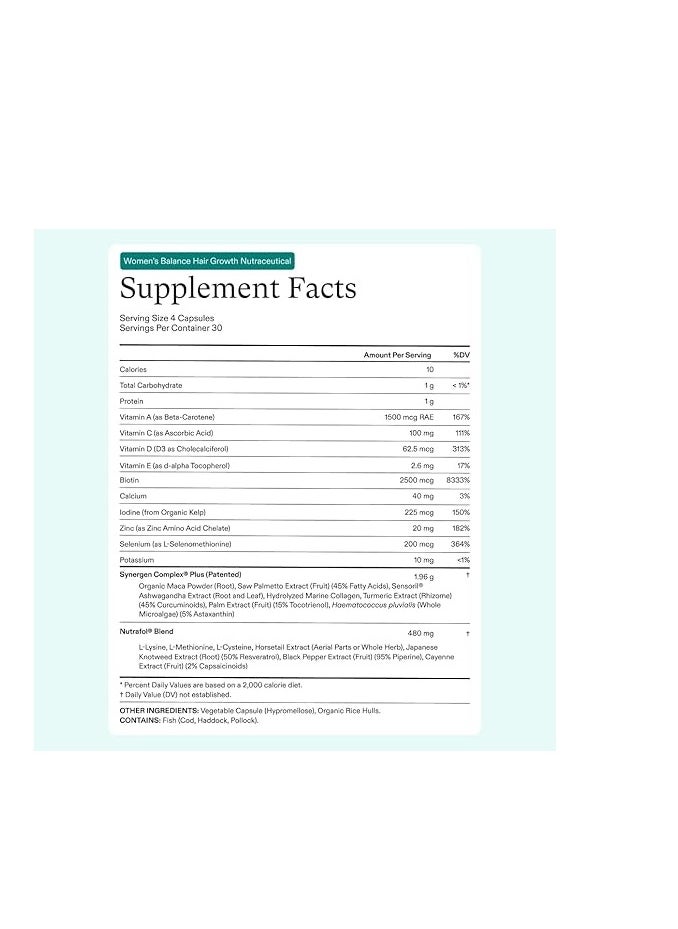 NUTRAFOL - Nutrafol Women's Balance Hair Growth Supplements, Ages 45 and Up, Clinically Proven for Visibly Thicker Hair and Scalp Coverage, Dermatologist Recommended - 1 Month Supply - Image 1
