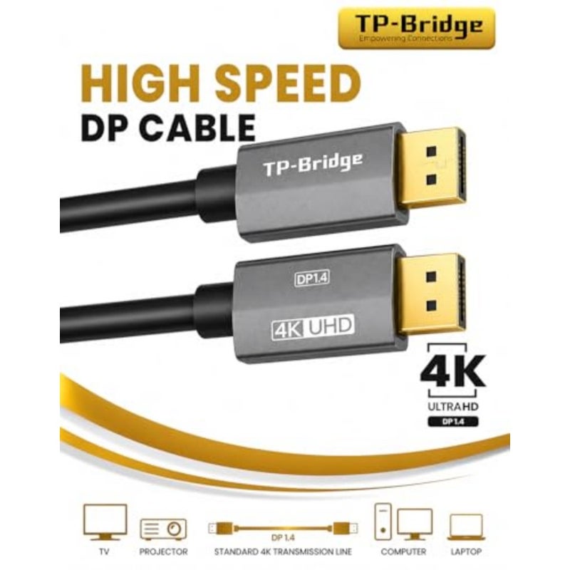 كابل TP Bridge 4K DisplayPort، كابل DP إلى DP مطلي بالذهب بطول 10 أمتار لفيديو UHD والصوت وشاشة الألعاب والكمبيوتر والكمبيوتر المحمول ومحطة العمل - Image 4